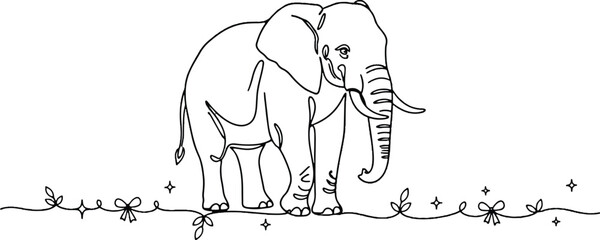 Fototapeta premium A minimal line Elephant drawing