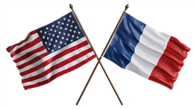 Celebrating unity u.S. And france flags crossed symbolizing friendship global cooperation vibrant environment artistic perspective