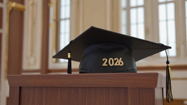 Graduation cap with the year 2026.	
