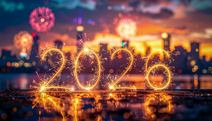 Fototapeta na wymiar 2026 Nowy Rok