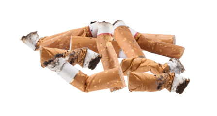 large pile of dirty discarded cigarette butts