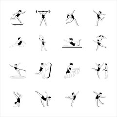 Latest Gymnastics and Fun Hand Drawn Icon Set