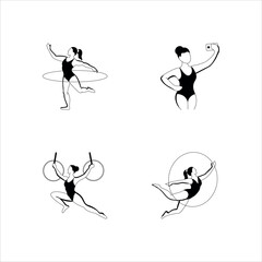 Fototapeta premium Hand Drawn style Pack of Gymnastics Training Illustrations