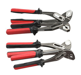 heavy-duty water pump pliers with red and black handles for plumbing tasks
