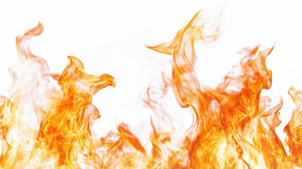 Vibrant Orange Flame Dance on White Background for Creative Uses