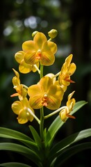 Beautiful Yellow Orchid Blossoms.