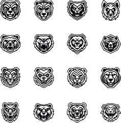 Collection of Glyph Style Bear Logos 

