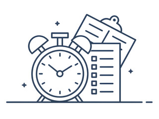 Fototapeta premium Deadline reminder with alarm clock and checklist offers efficient time management solutions