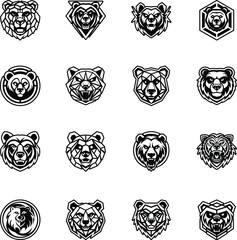 Collection of Glyph Style Bear Logos 

