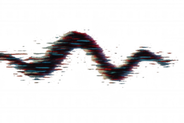 Digital glitch waveform with distortion and noise effect, creating an abstract data motion graphic, transparent background