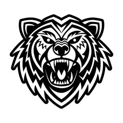 Wild ursine mascot icon in glyph style
