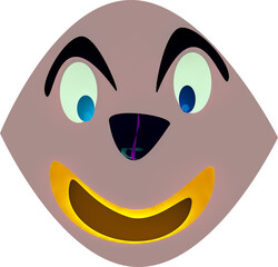 Cartoon Face with Mischievous Expression Fun digital art suitable for stickers, logos, or children’s designs.