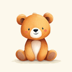 Fototapeta premium Adorable Watercolor Teddy Bear Illustration for Childrens Designs.