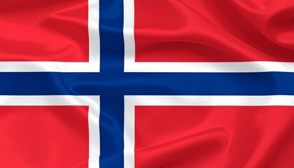 Fototapeta premium Norway flag, realistic texture, Nordic cross design, symbolic elegance.