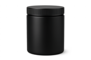Black matte plastic jar for supplement powder mockup