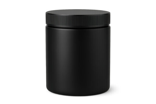 Black matte plastic jar for supplement powder mockup
