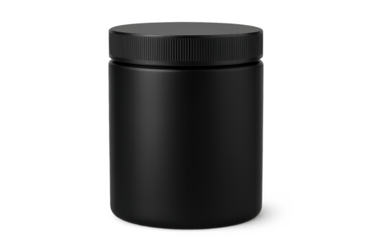 Black matte plastic jar for supplement powder mockup