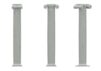 Ionic pilaster capitals as vector objects created by 3D modeling.
