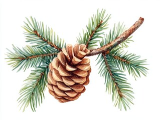 Festive Christmas Border Frame with Evergreen Fir Branches Fresh Leaves and Pine Cone Decoration