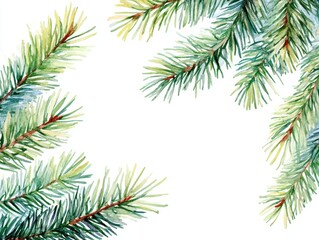 Festive Holiday Greeting Card Featuring Evergreen Fir Branches and Ample Blank Space for Text