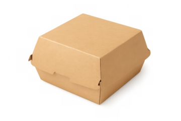 Brown takeaway food container with lid, ready for branding