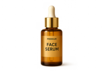 Face serum cosmetic dropper bottle on transparent background