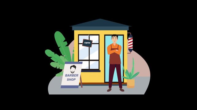 Barber Shop Opening Animation With Alpha