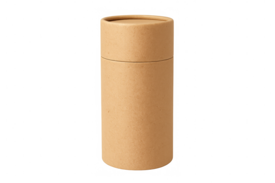 Recycled craft paper tube packaging mockup with cap