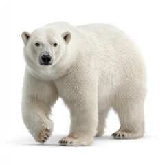 Majestic polar bear standing on white background isolated animal portrait