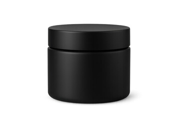 Black matte cosmetic jar packaging mockup transparent background