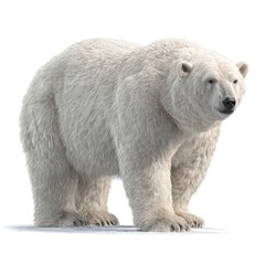 Majestic polar bear standing on a white surface with textured fur