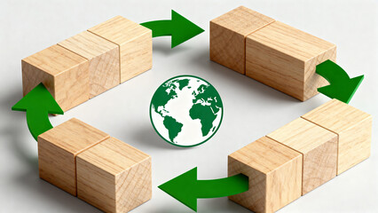 WoodenBlocksCycleWithGreenGlobe