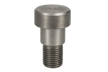 Metal machine part with threaded shaft on transparent background