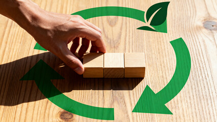 RecyclingBlocksOnWoodenTable