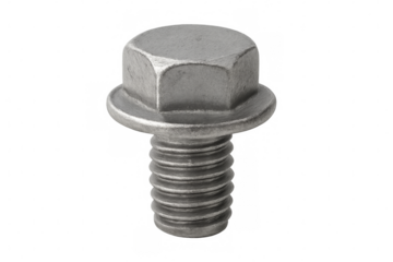 Metal flange head bolt fastener with transparent background