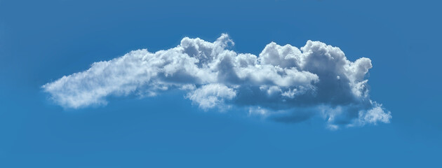 Cloud long wide form in the Blue Sky on Sunny Day. Nature Scenery with a Good Weather. Looking Up Shot. Banner panoramic Screen.