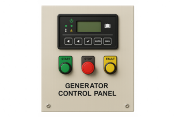 Generator control panel managing industrial power supply