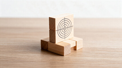 Target Symbol on Wooden Blocks