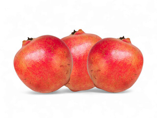 Three Ripe Pomegranates Isolated on the White Background