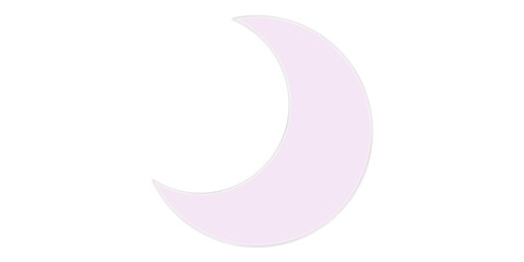 Pastel Purple Glass Crescent Moon Icon, Translucent Night Symbol on Transparent Background
