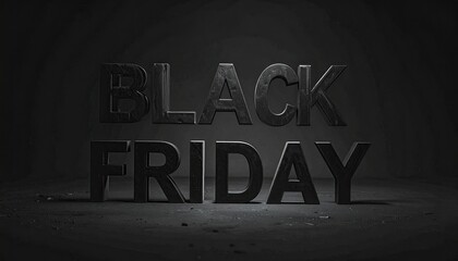 Black Friday Promotion Dark Metallic Letters on Grey Background for Advertising Campaign