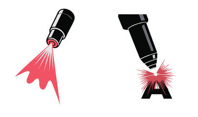 The red pencil, pen, and rocket are vector illustrations of business tools and office equipment design symbols