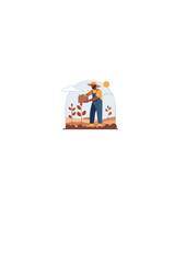 Fototapeta premium A farmer proudly harvests crops from his garden, showcasing agricultural abundance and self-sufficiency