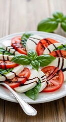 Delicious Caprese Salad with Fresh Tomatoes and Mozzarella.