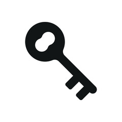 Key icon in bold glyph for safe entry, hardware, and access themes.