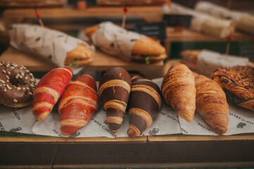 Snacks and sweets in a bakery in Spain