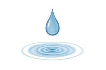 Water drop creating ripples in clear pure liquid, fresh clean water concept, transparent background