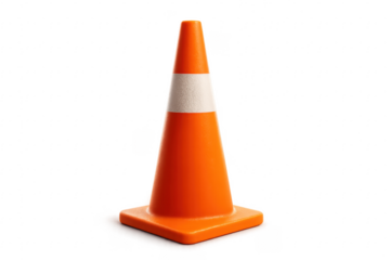Orange traffic cone providing road safety and caution