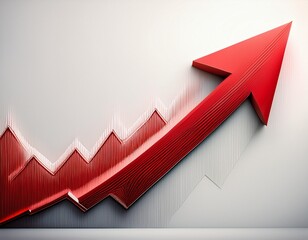 a red arrow pointing upwards in a zig zag pattern isolated on white ideal for illustrating growth progress success or positive trends in business finance or any upward trajectory