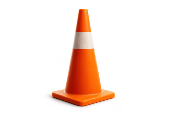 Orange traffic cone providing road safety and caution